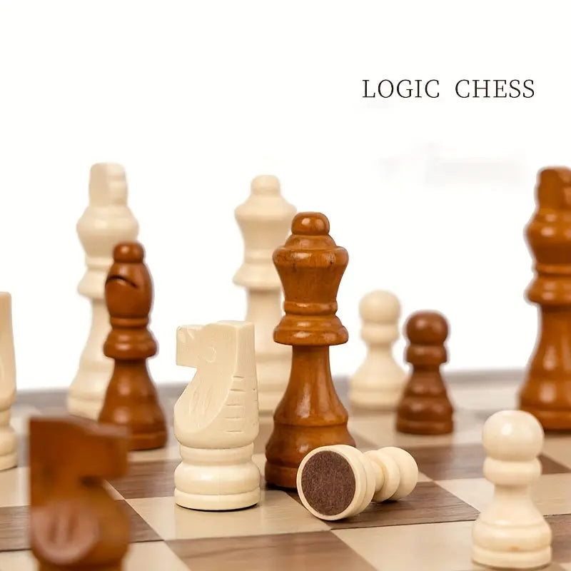 Premium Wood Chess Set with Checkers pieces