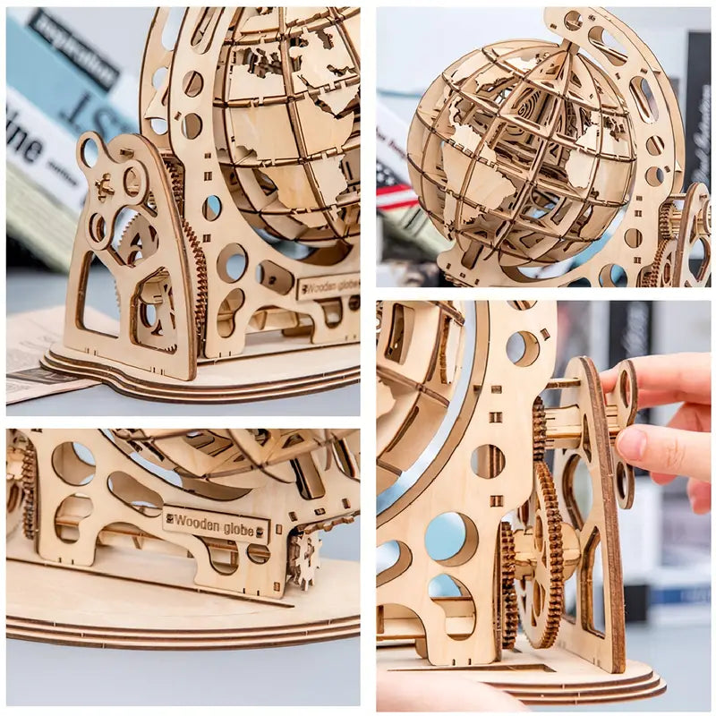 3D Wooden Model Kit - Rotating Earth Globe