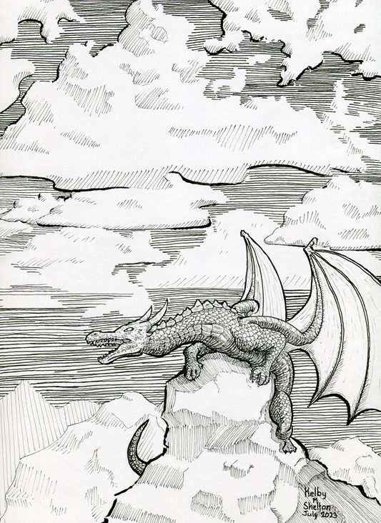 Artwork - Kelby Shelton - Mountain Dragon (Ink)