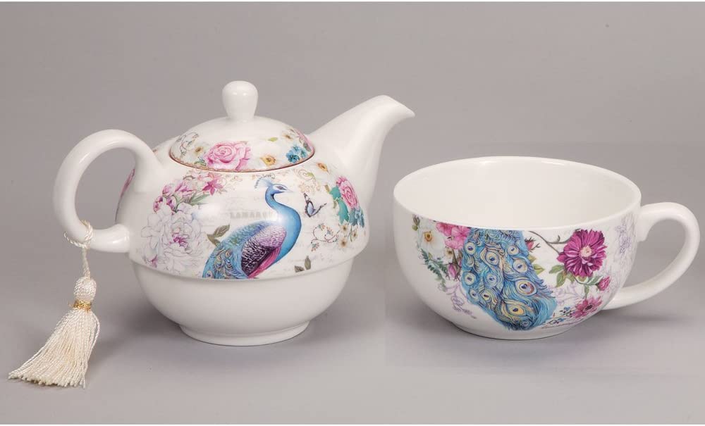 Peacock Teapot & Cup for One