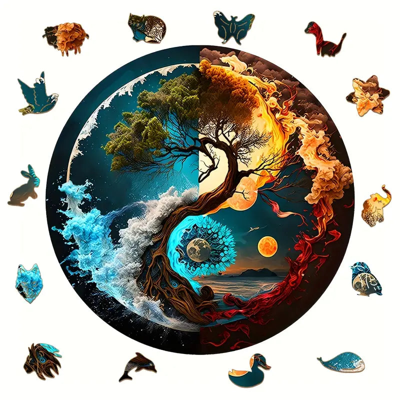 Round Wooden Puzzles - Life Tree