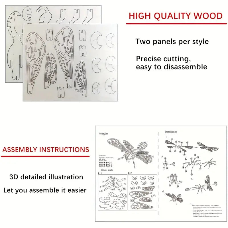 3D Wooden Model Kit - Insects