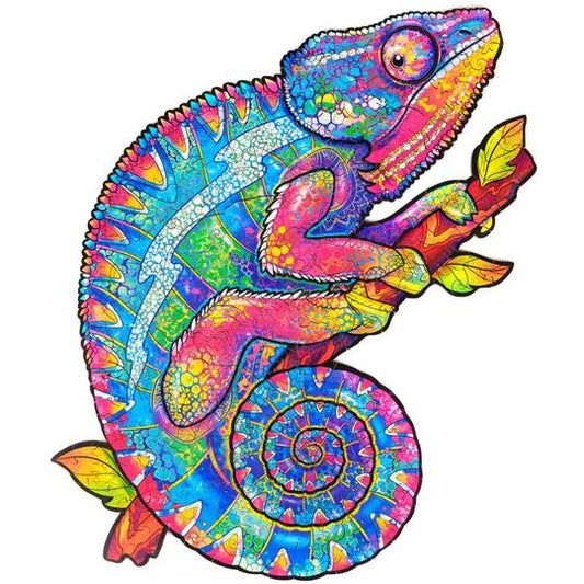 Unidragon Wooden Puzzle: Iridescent Chameleon