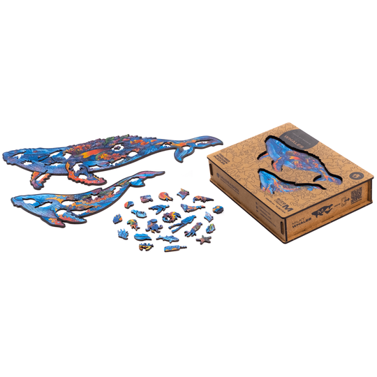 Unidragon Wooden Puzzle: Milky Whales 2 in 1